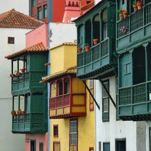 16e eeuwse balkons huizen Santa Cruz de La Palma
